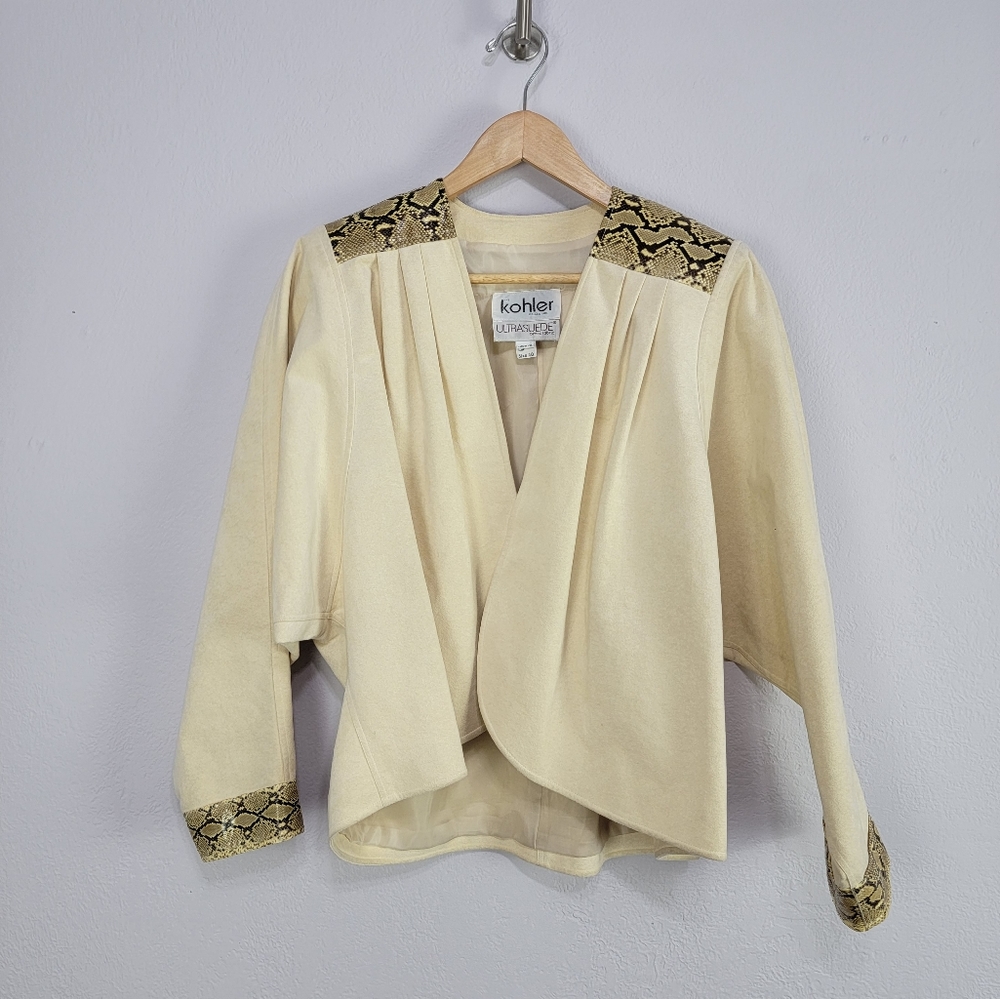 Vintage Kohler UltraSuede Snakeskin Trim Open Jacket Size 10 Union USA - Picture 13 of 15